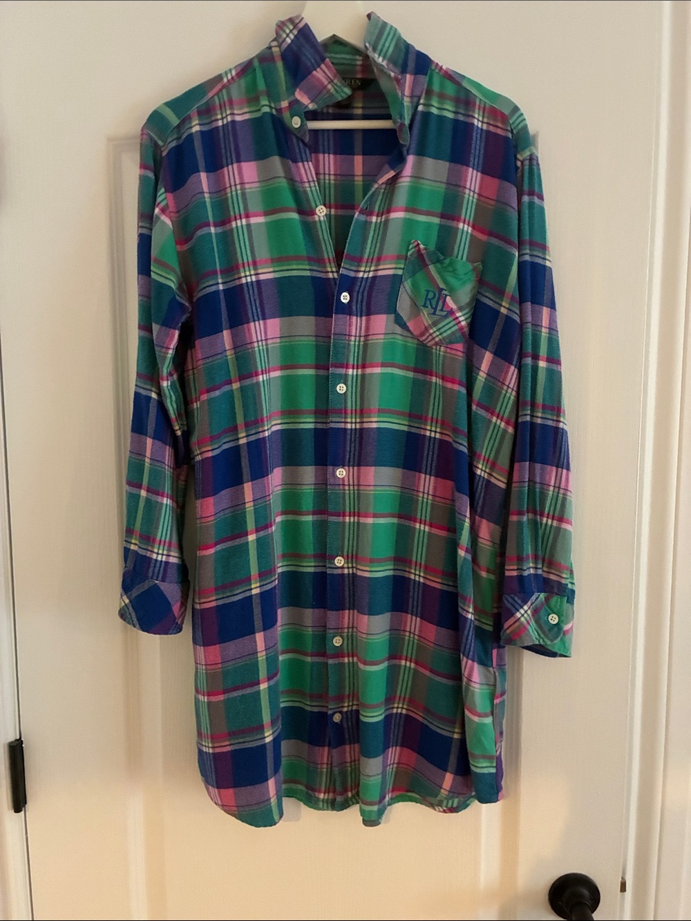 Ralph Lauren Plaid Button-Up Shirt in Blue, Green & Pink